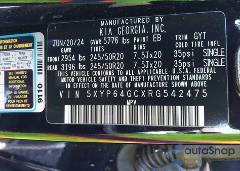 2024 Kia Telluride S z USA, uszkodzony, nr VIN 5XYP64GCXRG542475